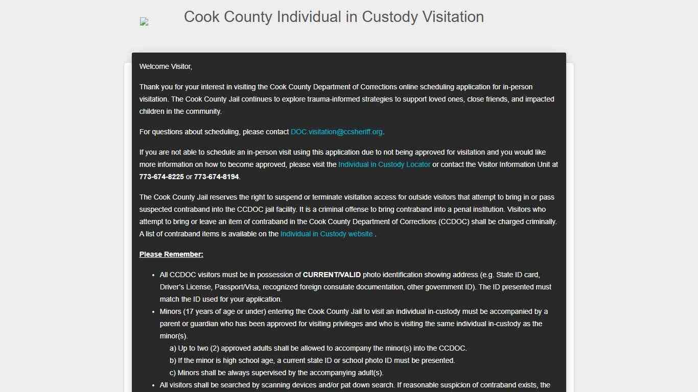 Cook County Individual in Custody Visitation