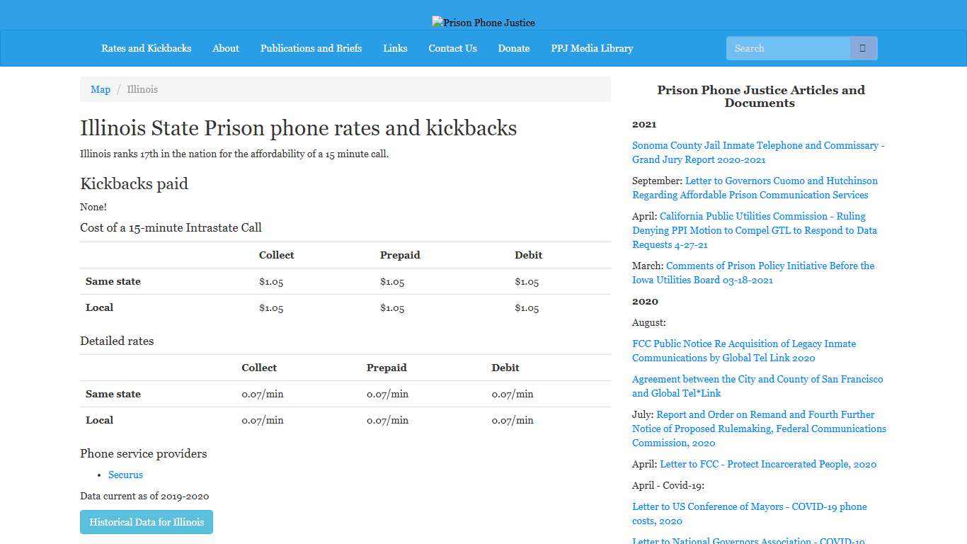Illinois State Prison phone rates and kickbacks Prison Phone Justice