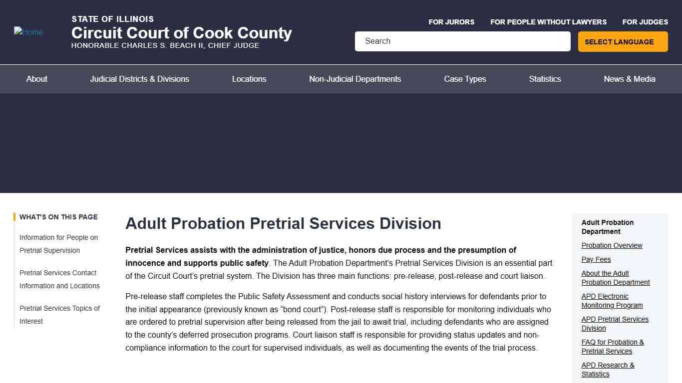 Adult Probation Pretrial Services Division Circuit Court of Cook County